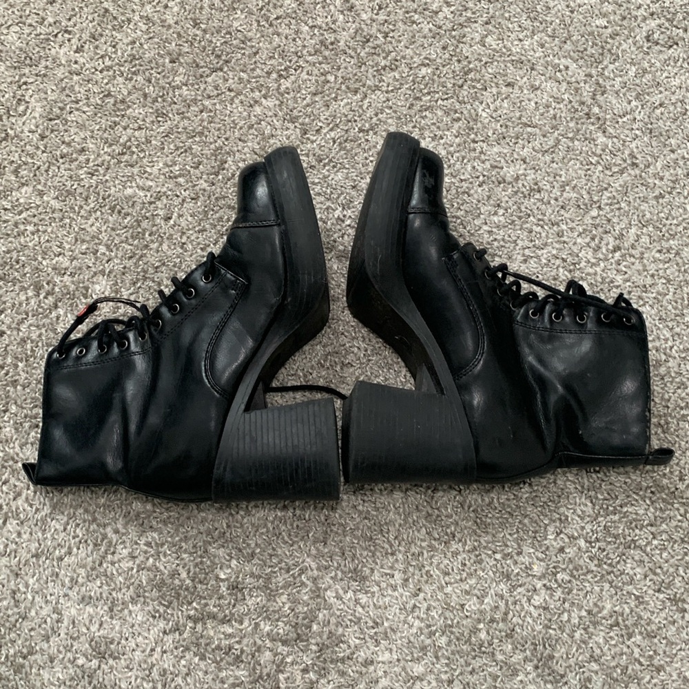 Y2K No Boundaries Black Embroidered Moto Grunge Boots Size 7.5 - Picture 8 of 10